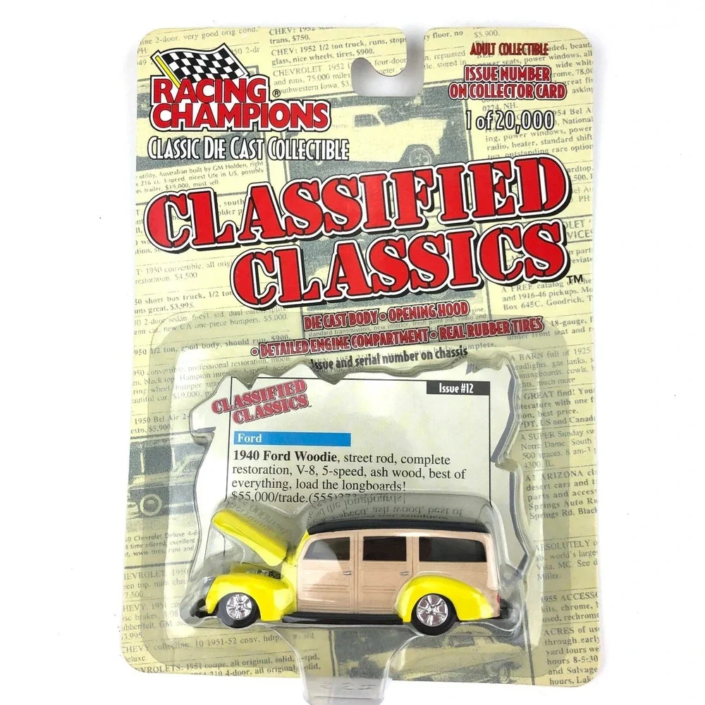 Racing Champions Classified Classics 1940 '40 Ford Woodie‎ Yellow Die Cast 1/64